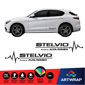 Coppia adesivi  Stelvio by Alfa Romeo con frequenza cardiaca