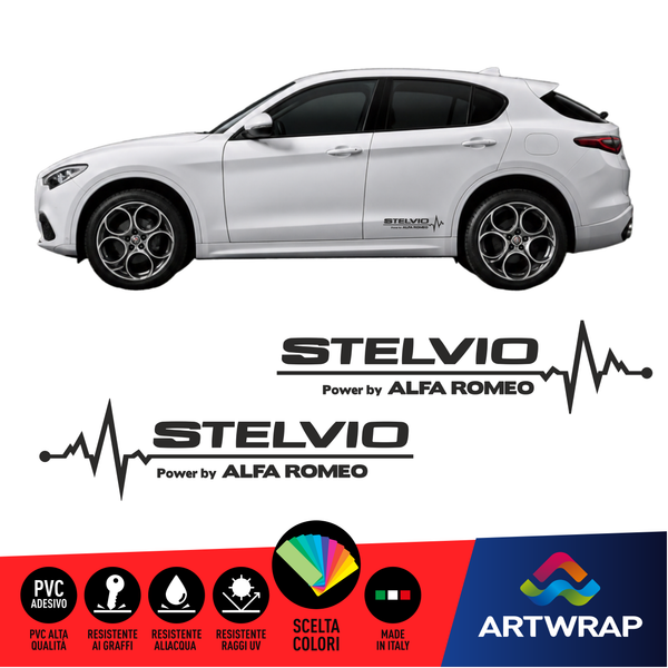 Coppia adesivi  Stelvio by Alfa Romeo con frequenza cardiaca